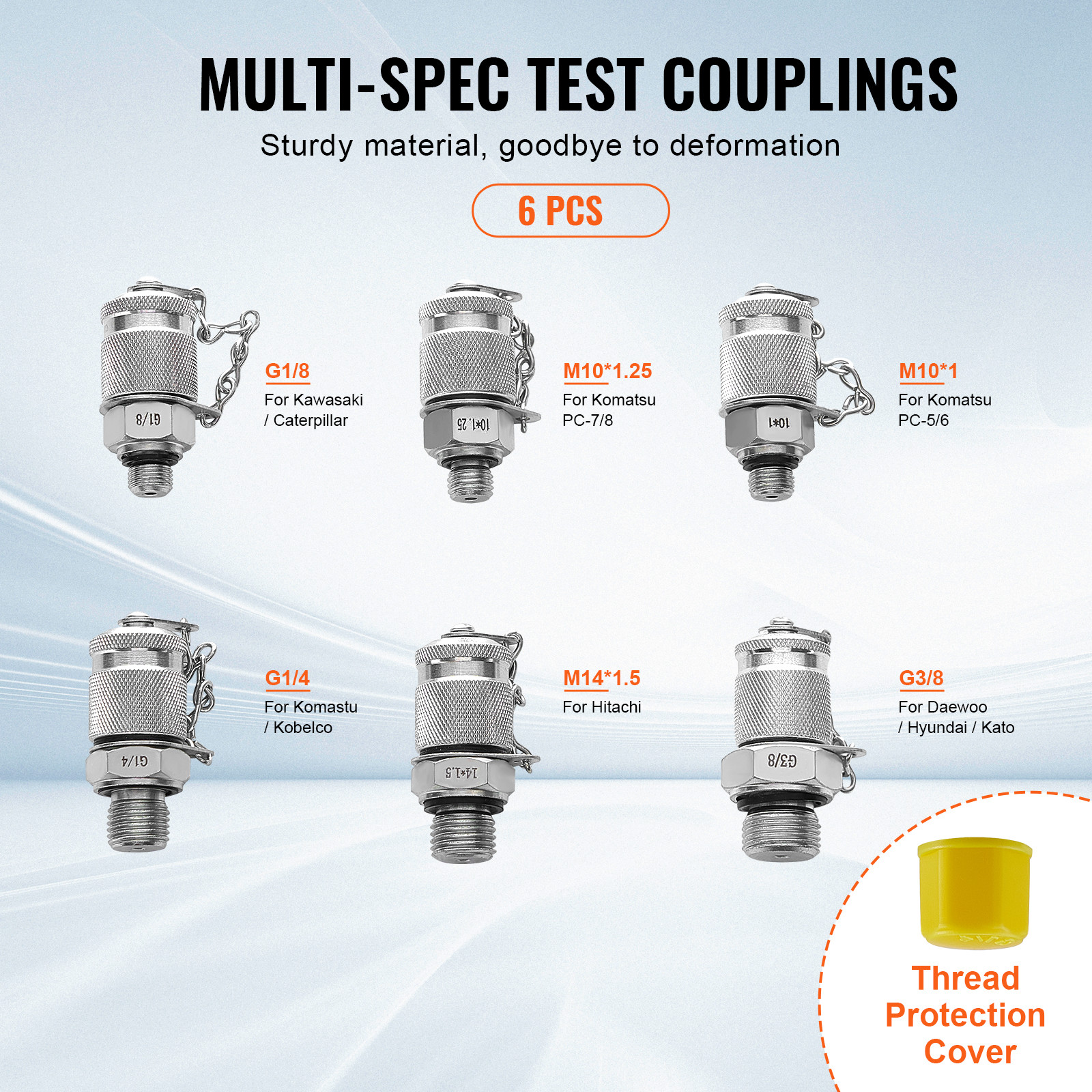 Hydraulic Pressure Test Kit 3 Gauges 6 Test Couplings 3 Test Hoses Case