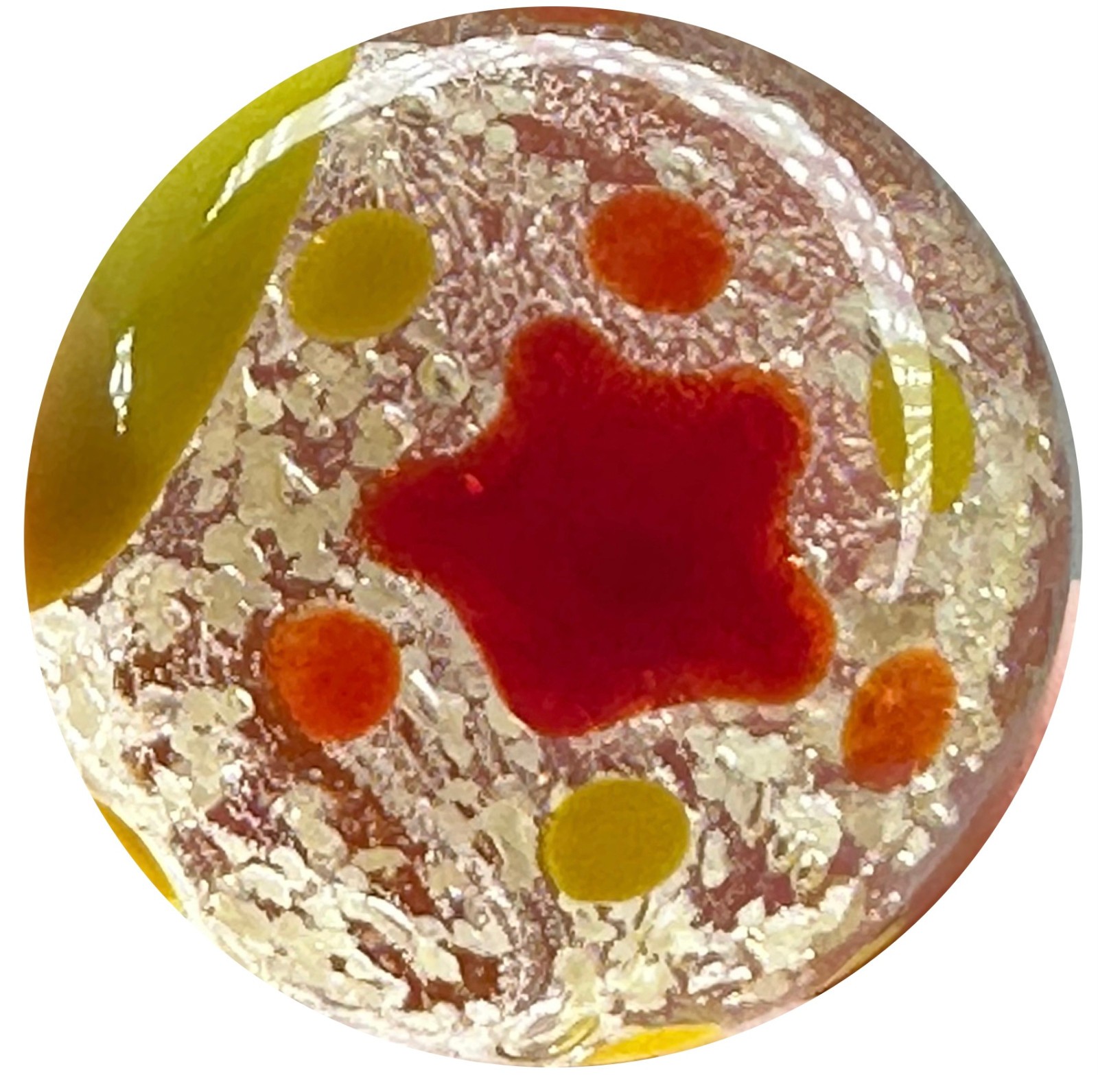 22mm MOON AND STARS Shooter GLOW IN THE DARK Handmade art glass Marble 7/8"