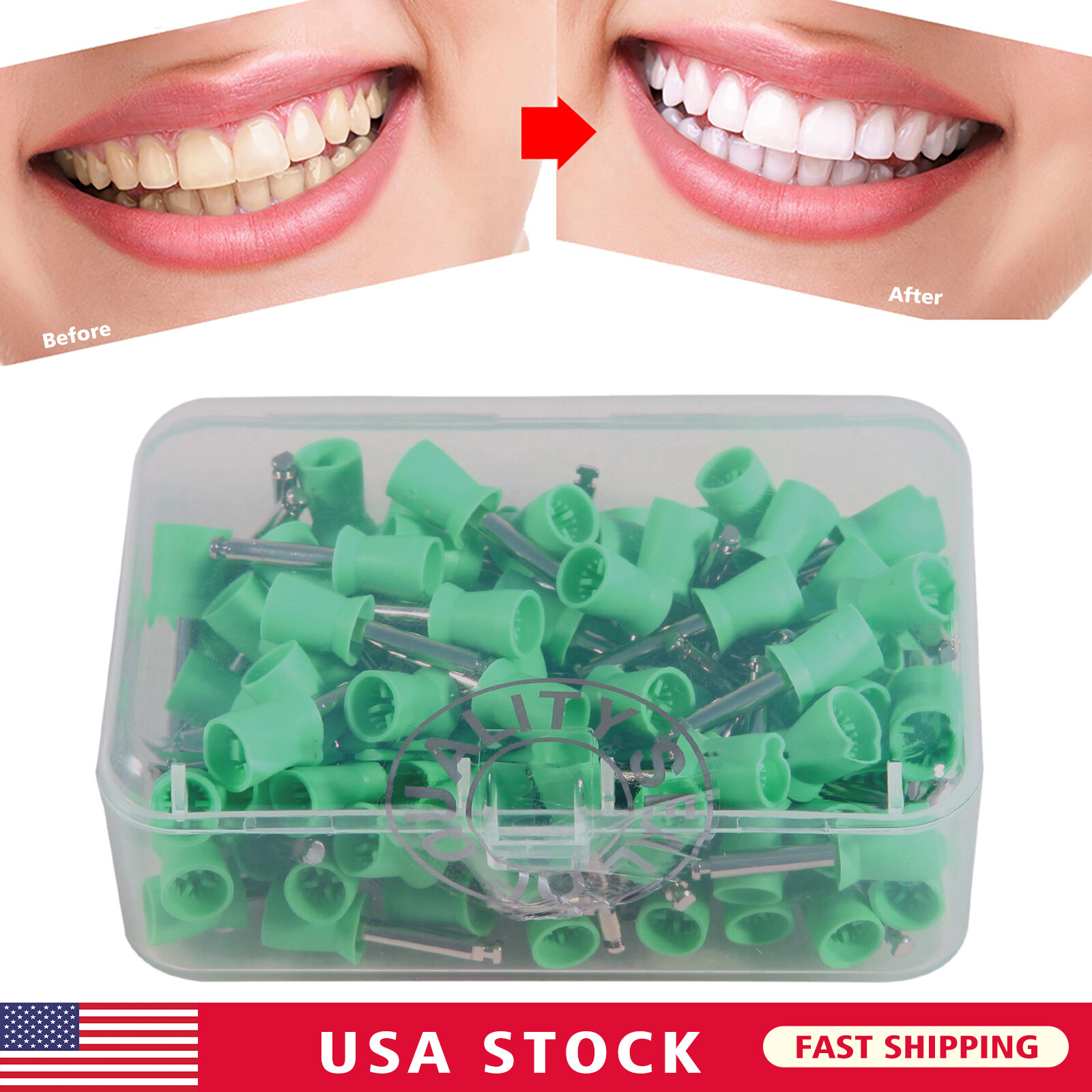 100pcs Dental latch type prophy polishing brush flat tapered brushes cups po