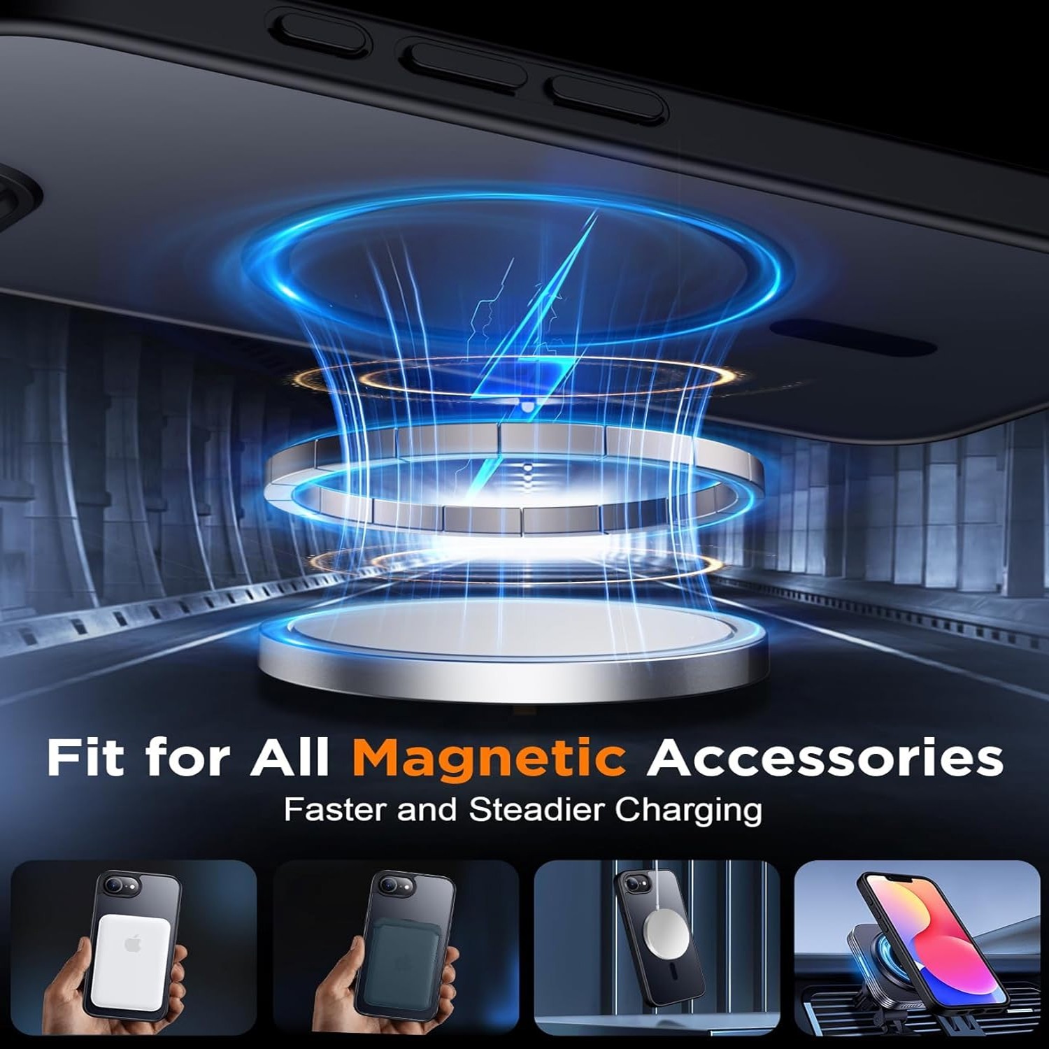 For iPhone 17e Case 16e Phone Cover Magnetic Shockproof Frost + Tempered Glass