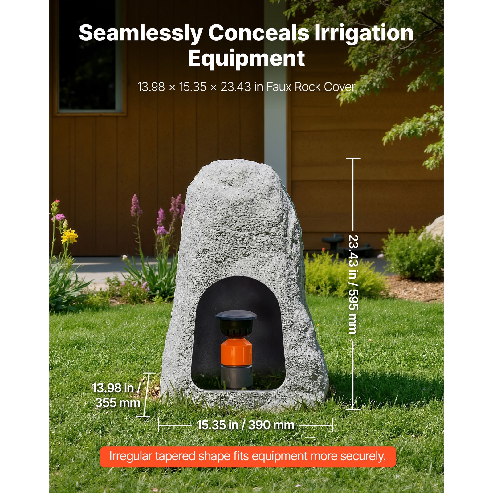 Uimoso Faux Landscape Rock Well Pump Cover Artificial Boulder Grey M