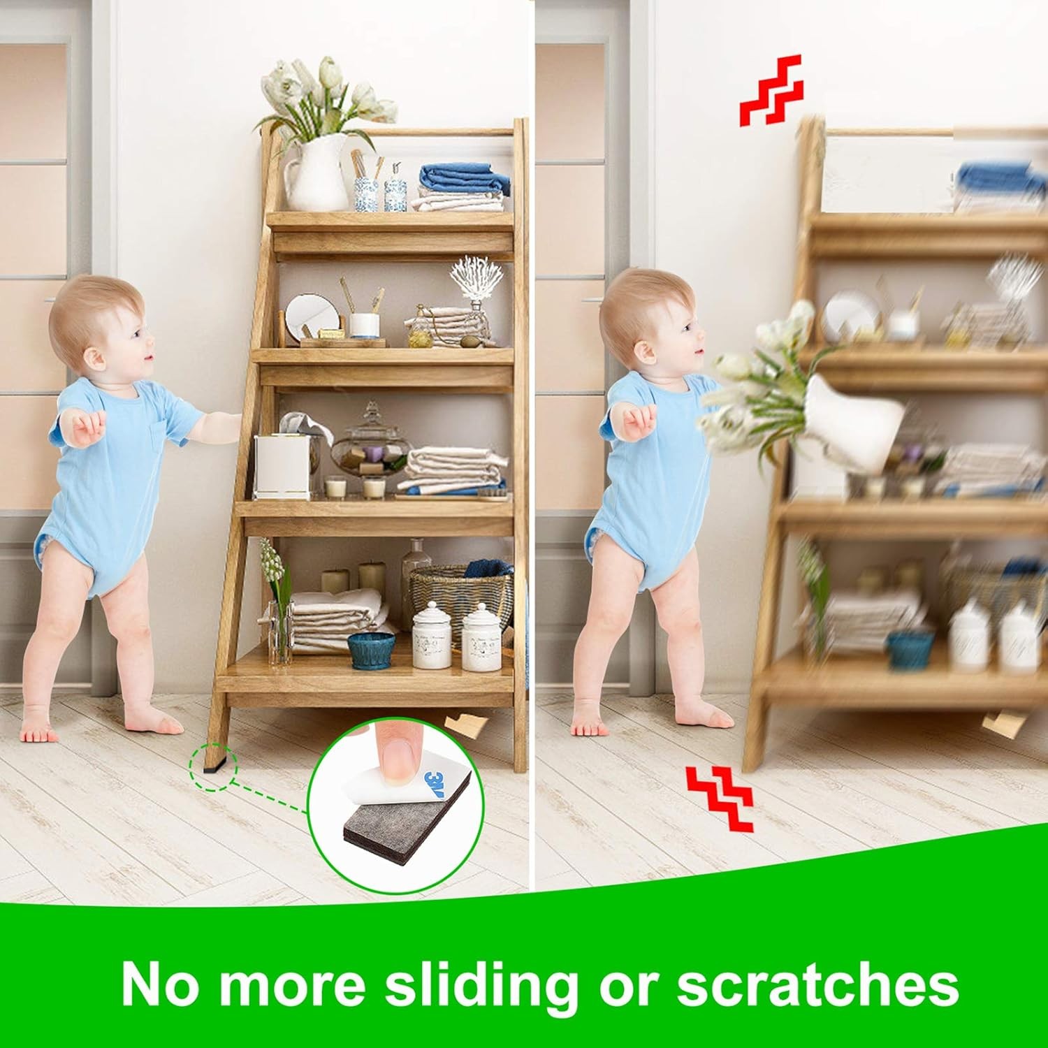 Rectangle Non Slip Furniture Pads 8 Pieces 1x2 inch, Anti Slip Rubber Furniture