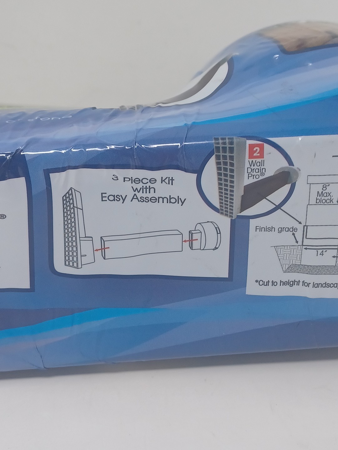 Reln Wall Drain 4 in. x 14 in. Universal Retaining Wall Block Channel Drain Gray