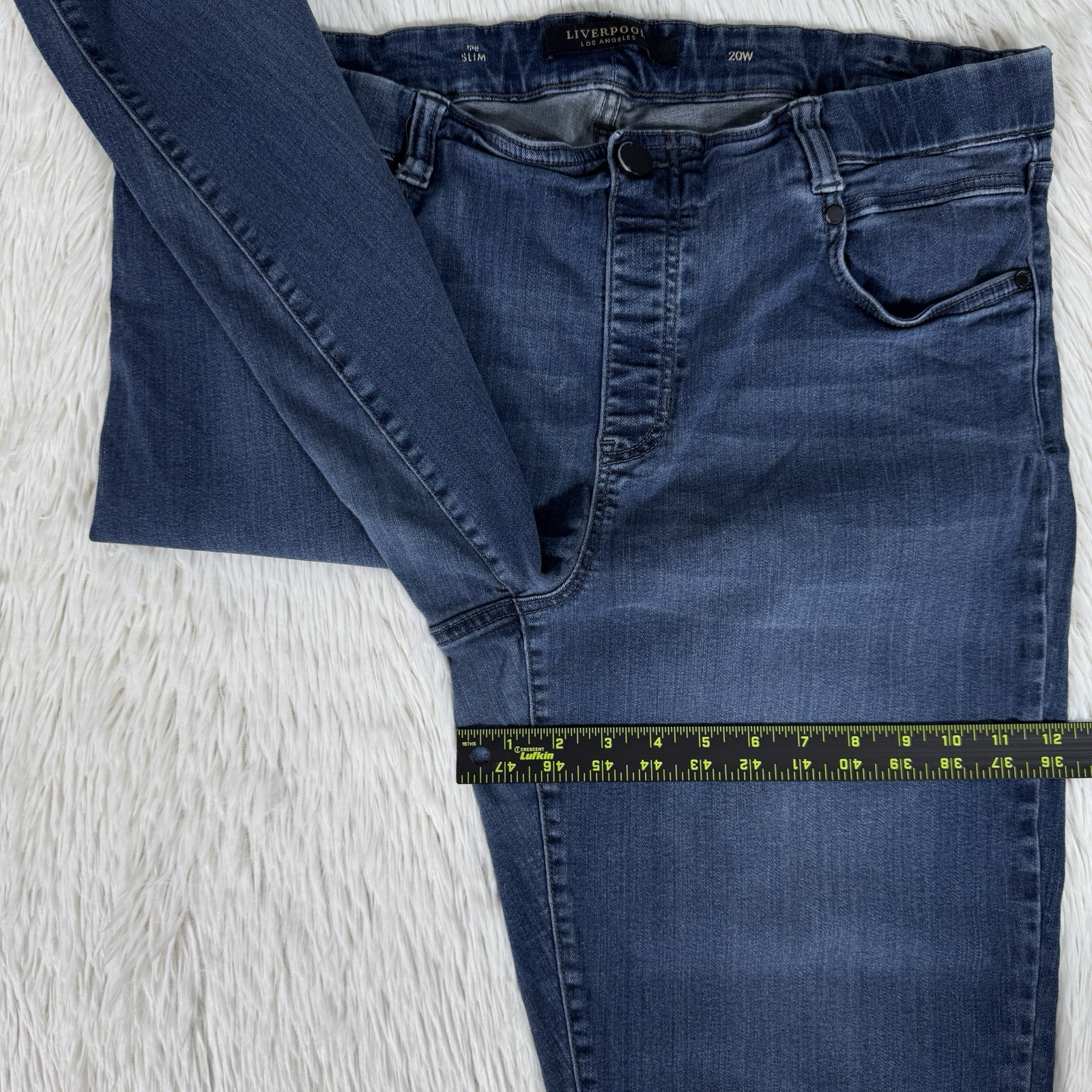 Liverpool Blue Dark Wash High Waisted The Slim Straight Denim Jeans Women's 20W