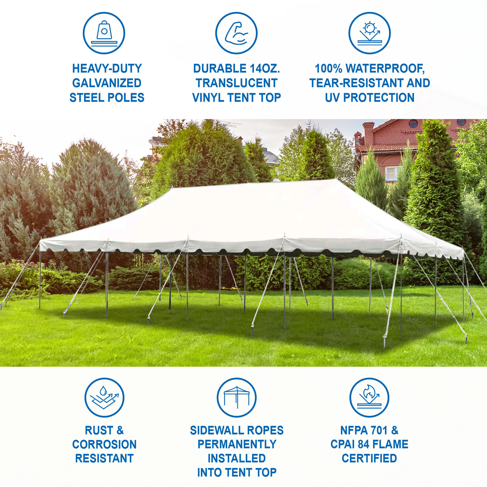 Weekender Pole Tent 20x40 White Canopy Event Wedding Party Backyard Gazebo