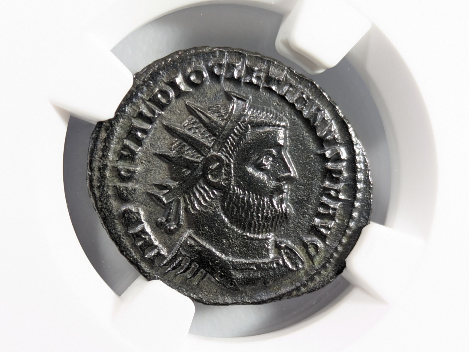 Diocletian Roman Empire AD 284-305 NGC AU Post Ref Radiate Aurelianianus Soldier