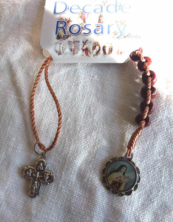 St. Therese One Decade Wood Sacrifice Beads / Rosary 7.5" in Length