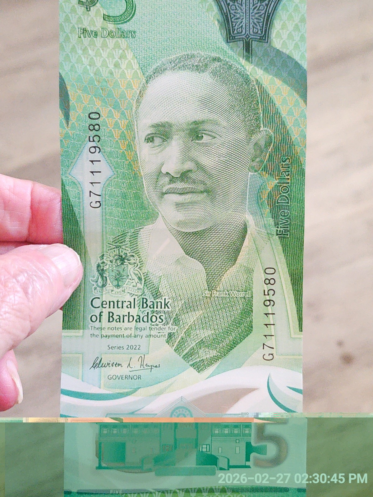 Barbados 5 And 10 Dollar Beautiful  Polymer  Notes