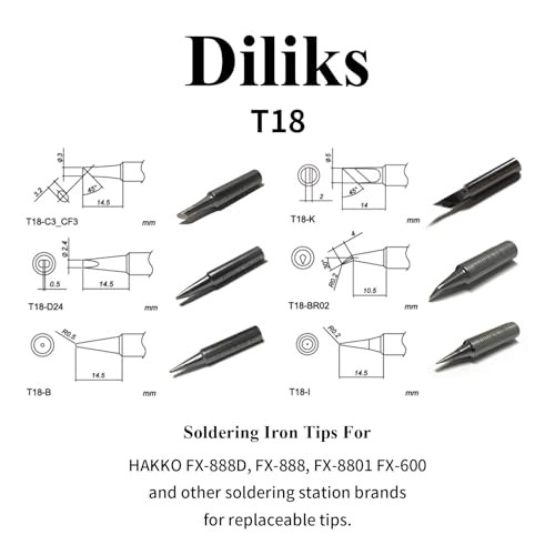 Soldering Iron Tips 5pcs Set, Chisel tip, For HAKKO FX-888D FX-888 FX T18-D24