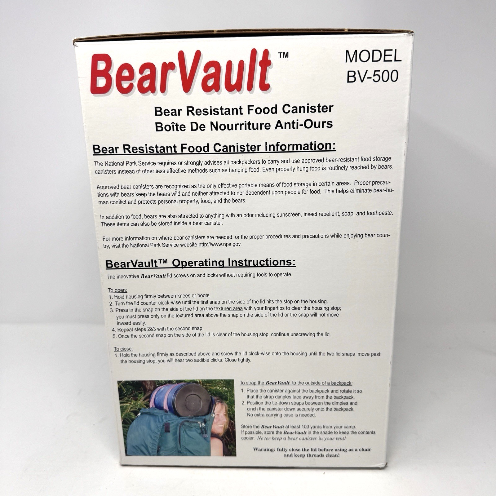BearVault BV500 Solo Bear Resistant Food Canister New