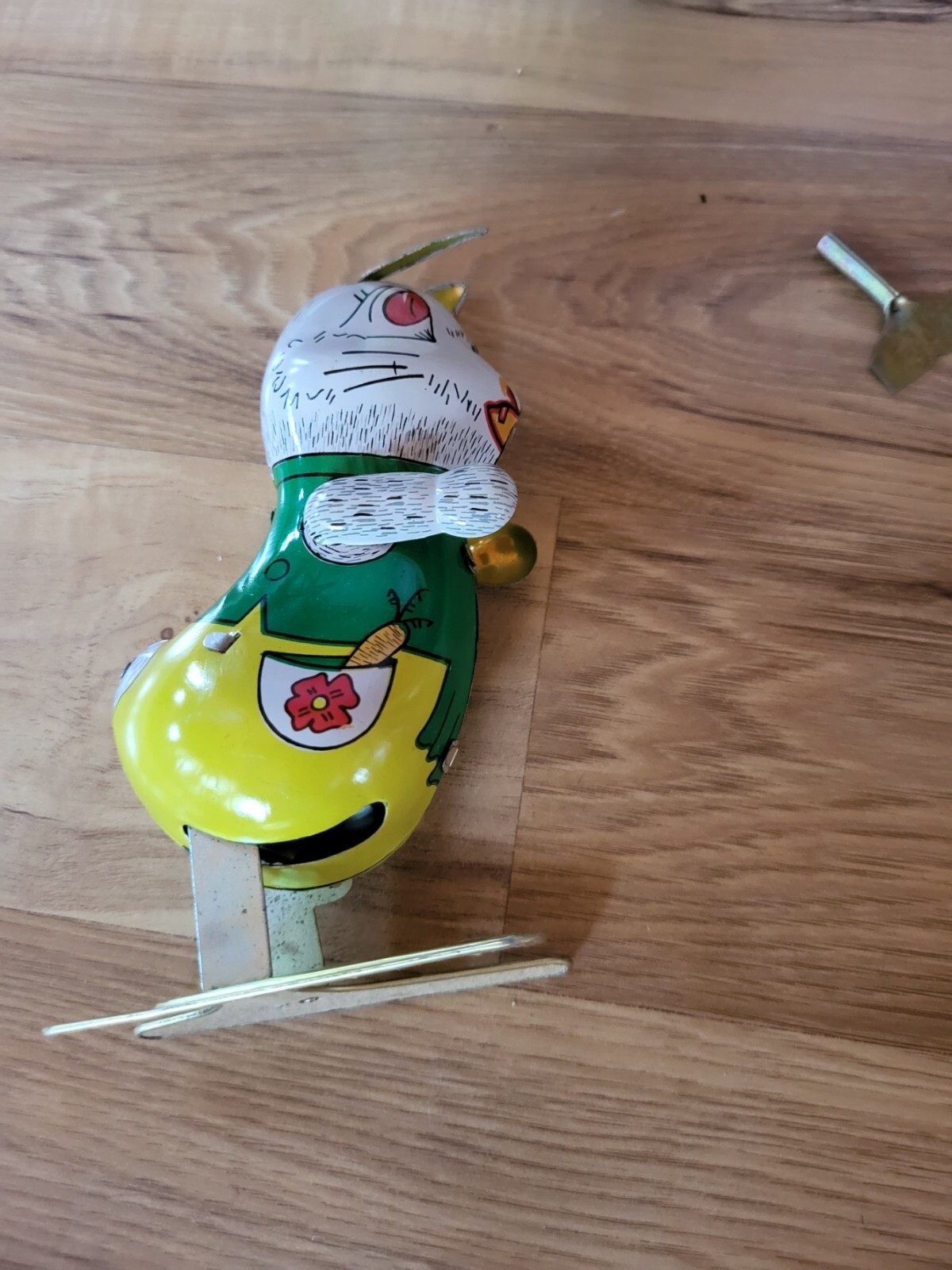 Vintage Reproduction Tin Litho Windup Jumping Rabbit