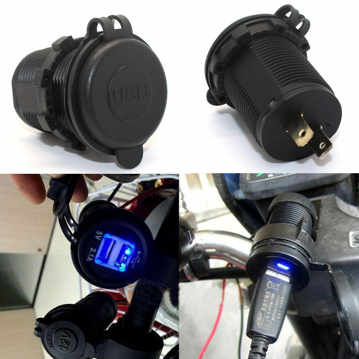 12V Car Lighter Socket Dual 2.1A USB Port Charger Power Outlet LED