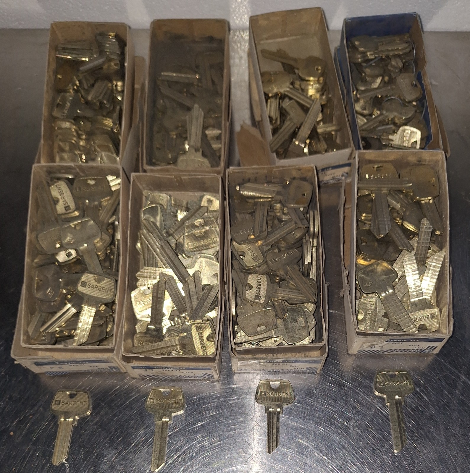 Large Lot of Key Blanks Sargent 8 Boxes Assorted Types 300 + N.O.S.