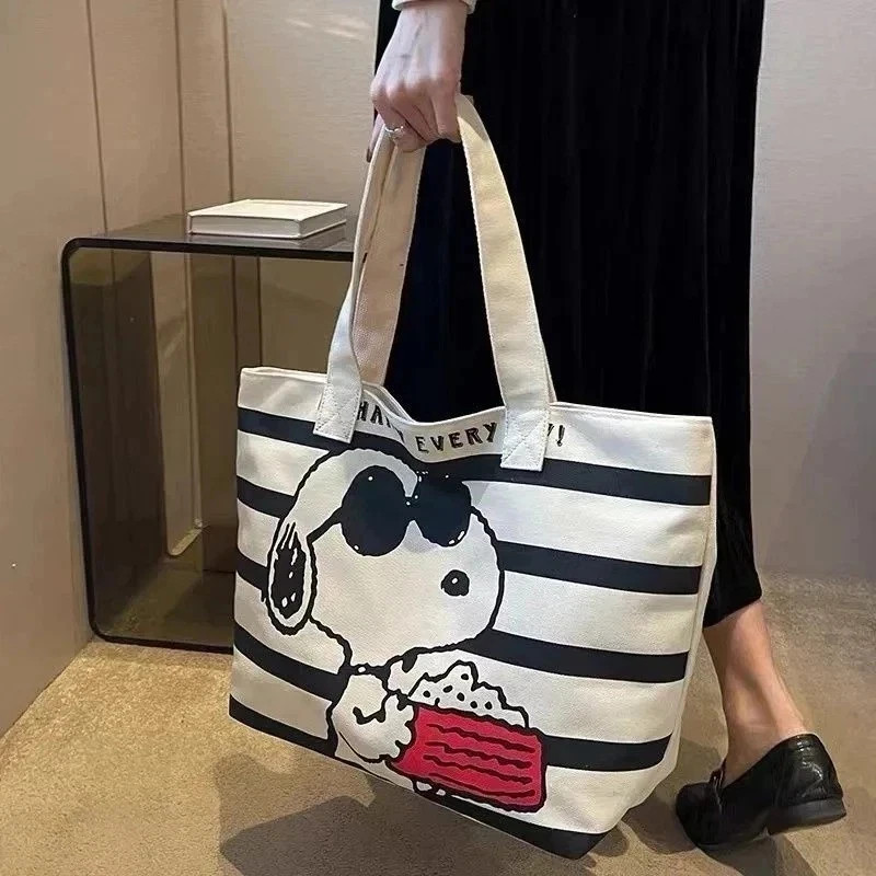 Peanuts Snoopy Joe Cool Large Canvas Tote Shoulder Bag Unisex New*
