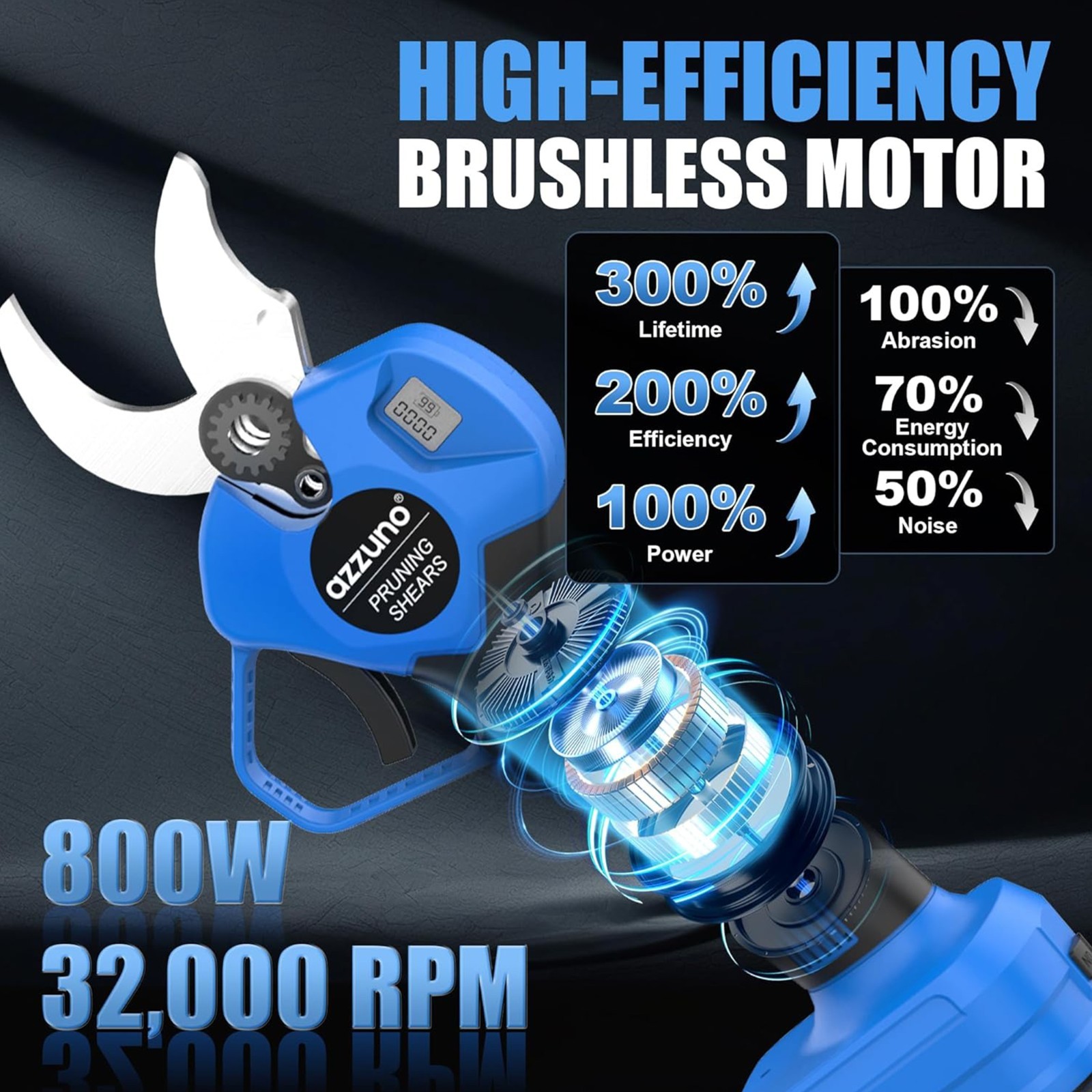 2-IN-1 Electric Pole Pruning Shears Cordless 13ft Reach Trimming Pruner 2x4.0Ah