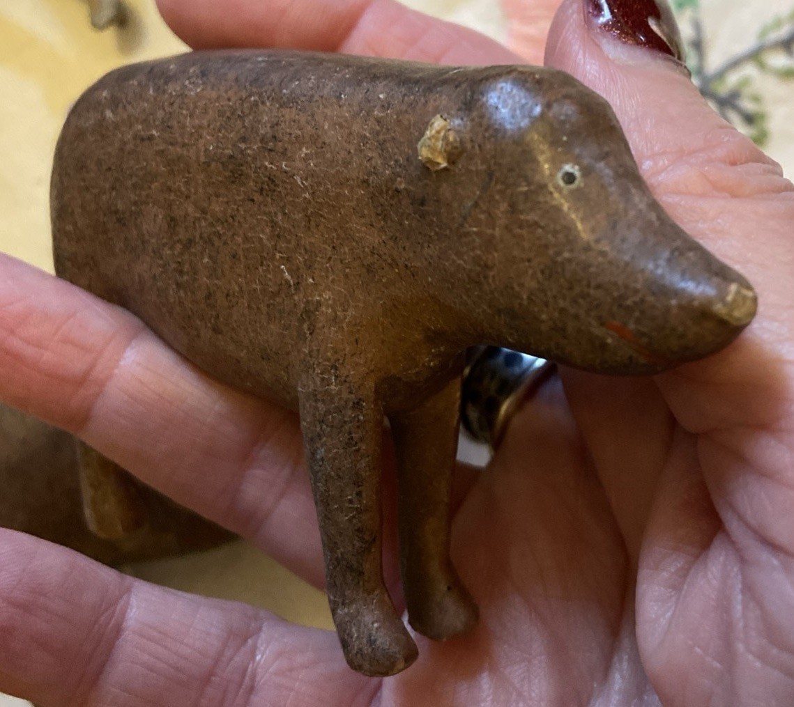 Victorian 19th Century 2 Hand Made Folk Art Pigs. Primitive / Naiave. Folk Art