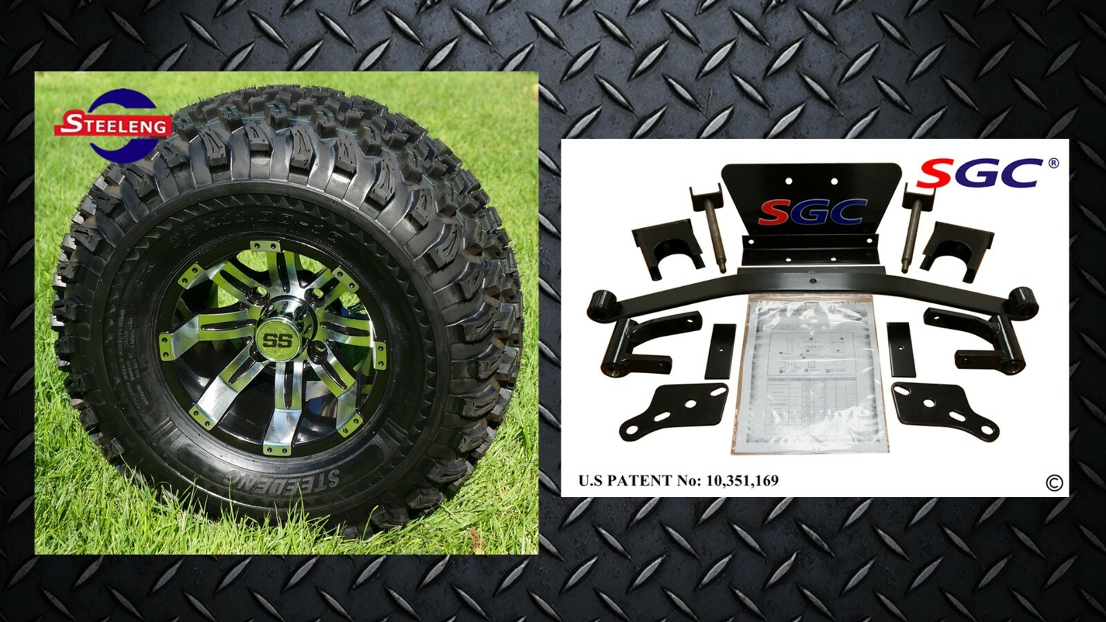 CLUB CAR PRECEDENT/TEMPO GOLF CART SGC 4" LIFT KIT + 10" WHEELS and 22" AT TIRES