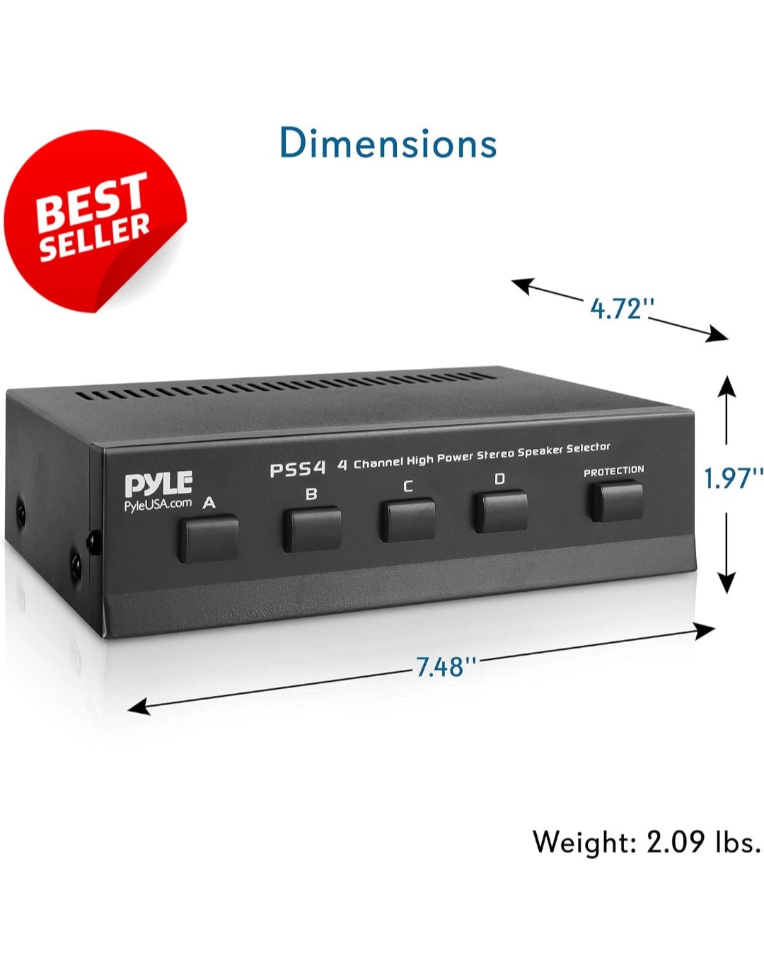 PYLE 4-Zone Speaker Switch Selector Premium Distribution Box PSS4 US