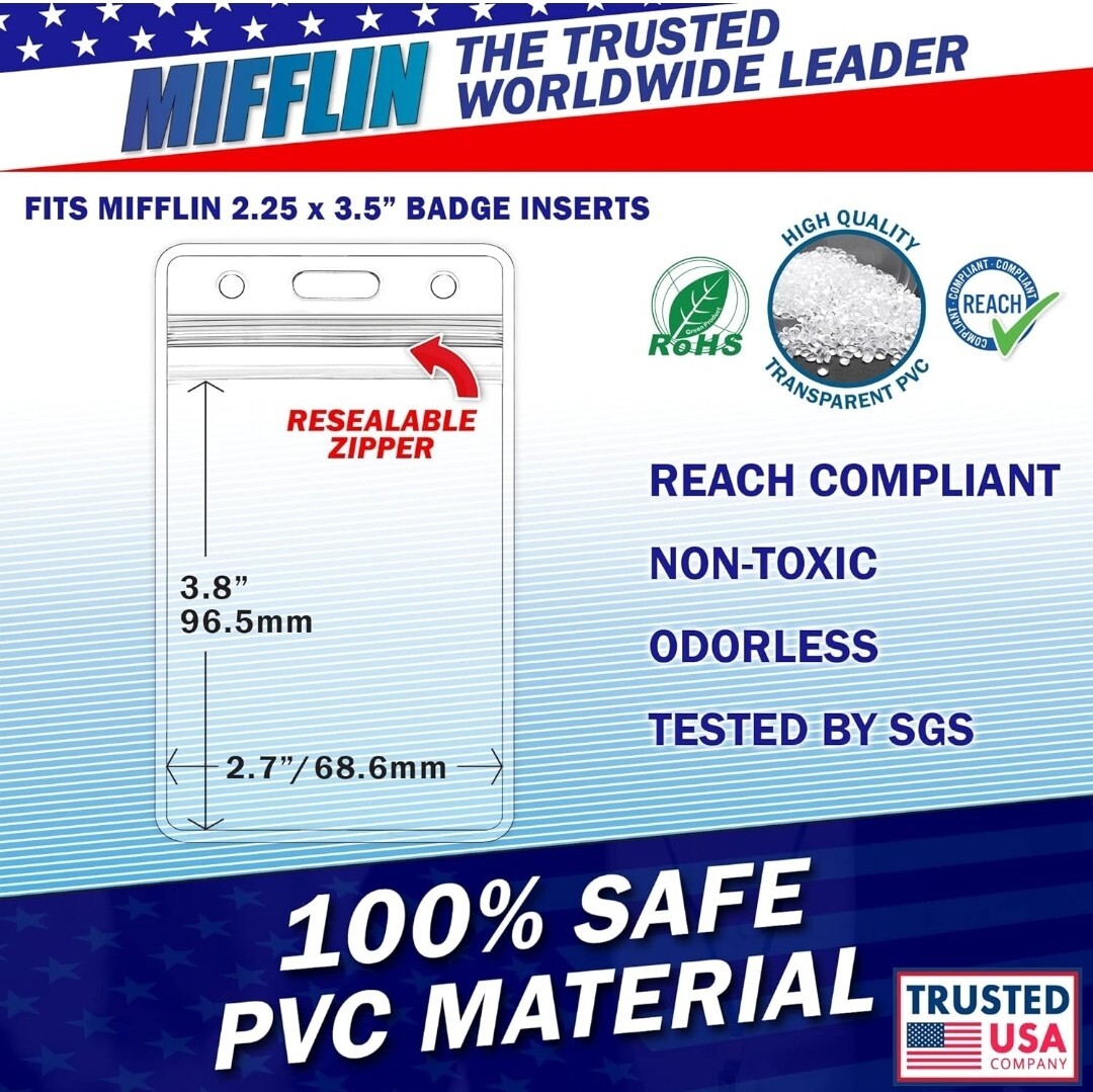 Mifflin ID/Badge Card Holder, One (1), Vertical