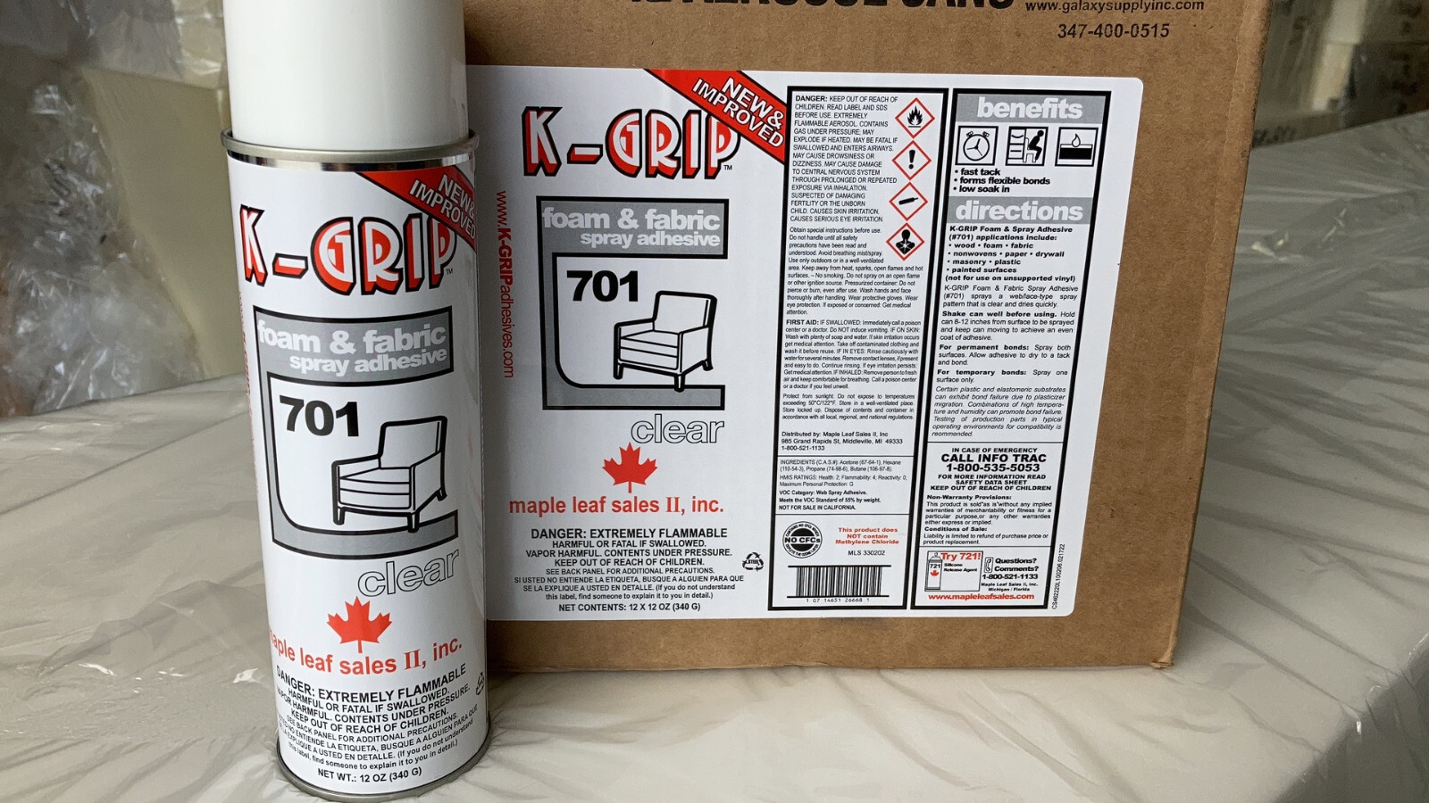 K-Grip 701 - Clear Upholstery Adhesive - 12oz - Made in USA - Sold by 1 Can