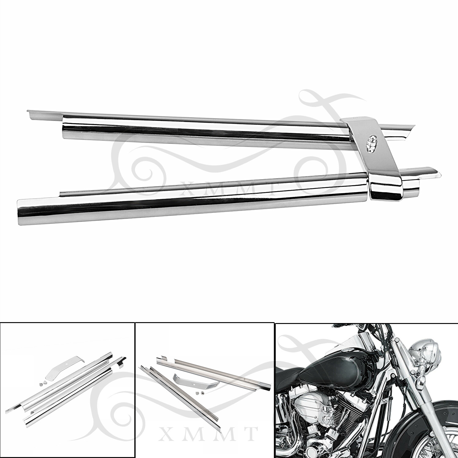 Chrome Front Frame Down Tube Covers For Harley Heritage Softail Classic Deluxe