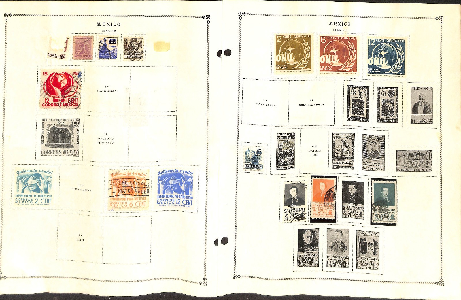 Mexico Stamp Collection on 18 Scott International Pages, 1856-1961 (BG)