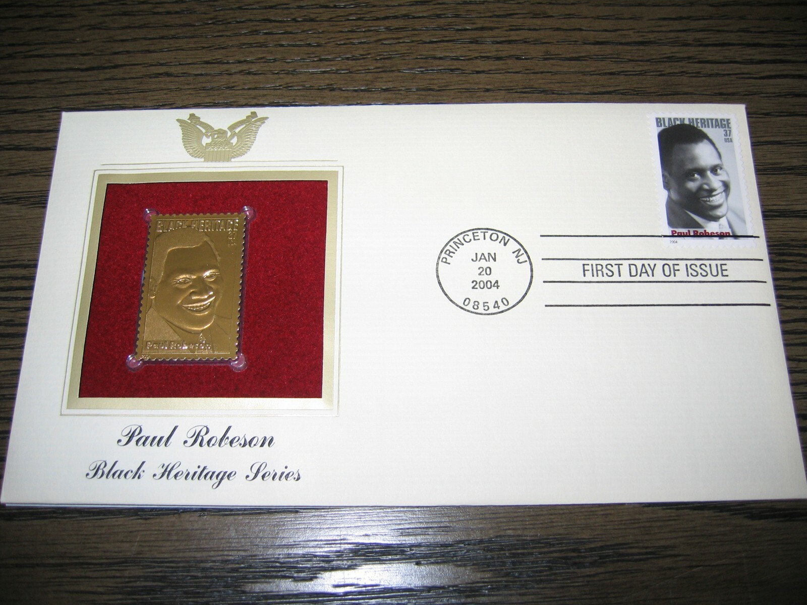2004 Paul Robeson Black Heritage Series Gold GOLDEN Cover Replica Stamp
