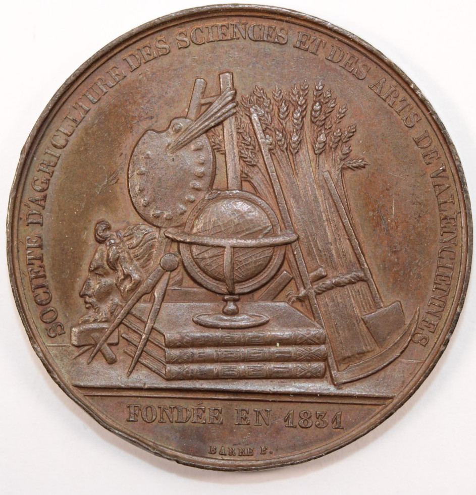 1834 Medal Silver Société d'Agriculture des Sciences/ Arts de Valenciennes #0056