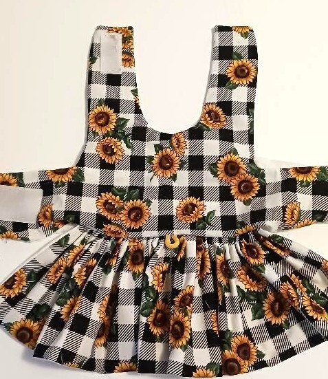 DOG HARNESS DRESS SUNFLOWER ON CHECKS NEW HANDMADE FREE SHIPPING