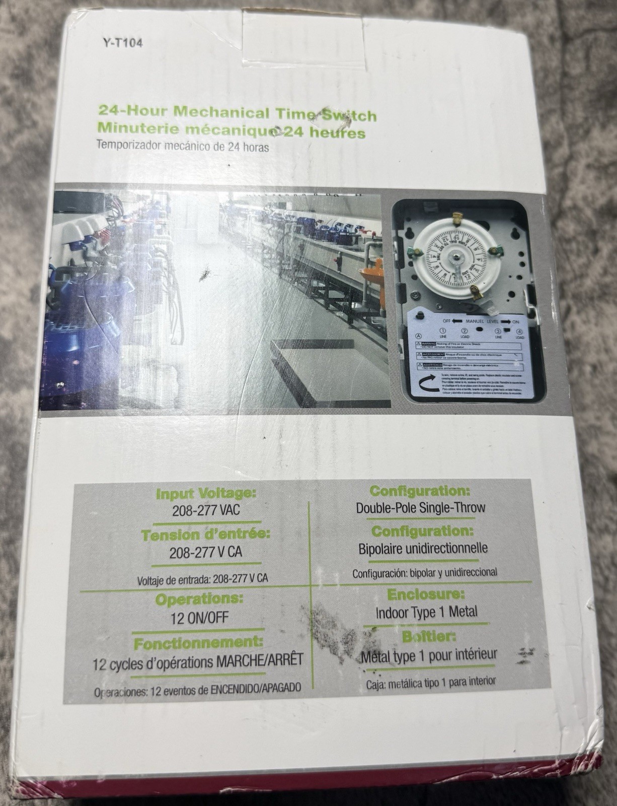 T104 Electromechanical Timer Switch, 40A Load Capacity, 1-12 Cycles Per Day