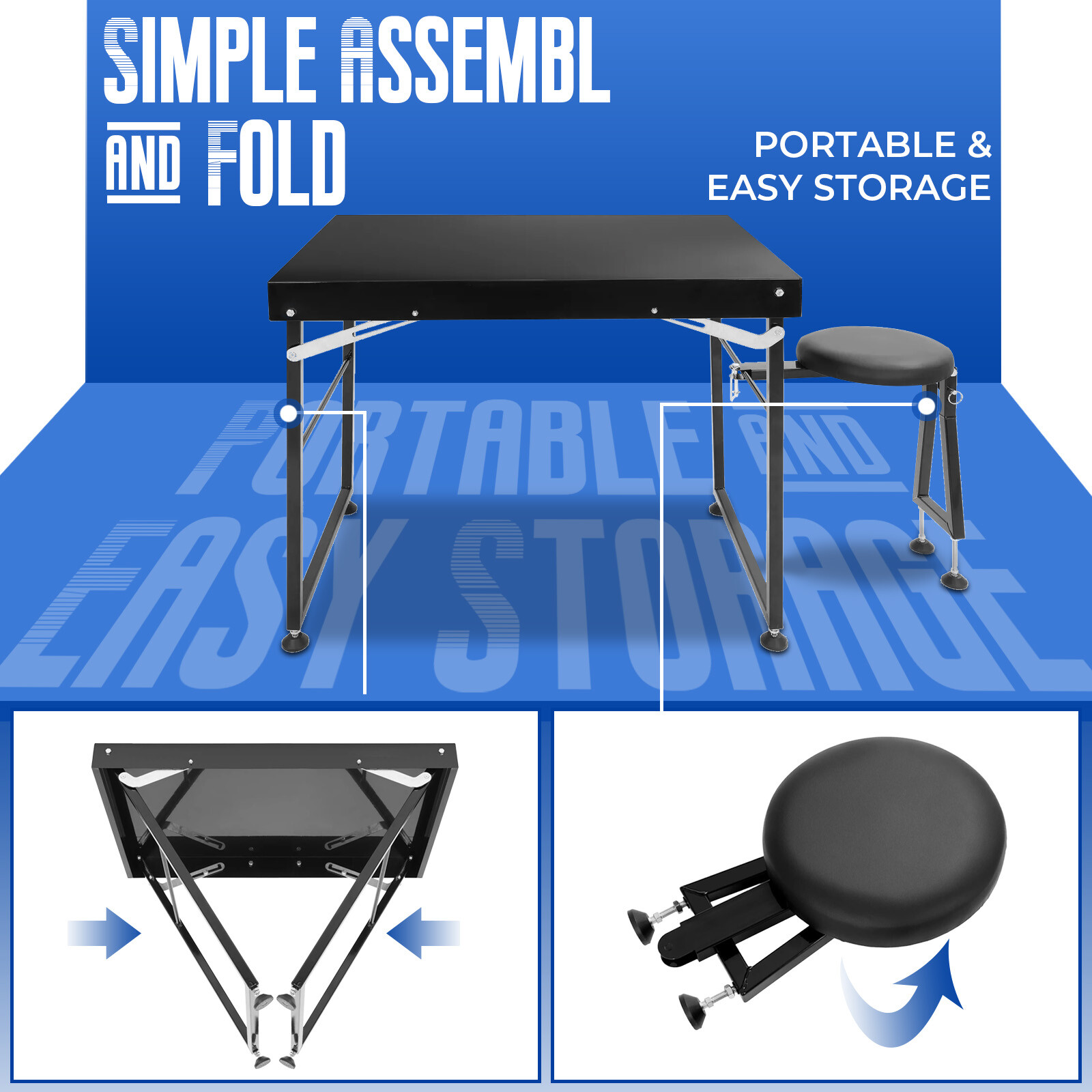 Outdoor Long Range Adjustable Shooting Table Portable Heavy Duty w/ Padded Seat