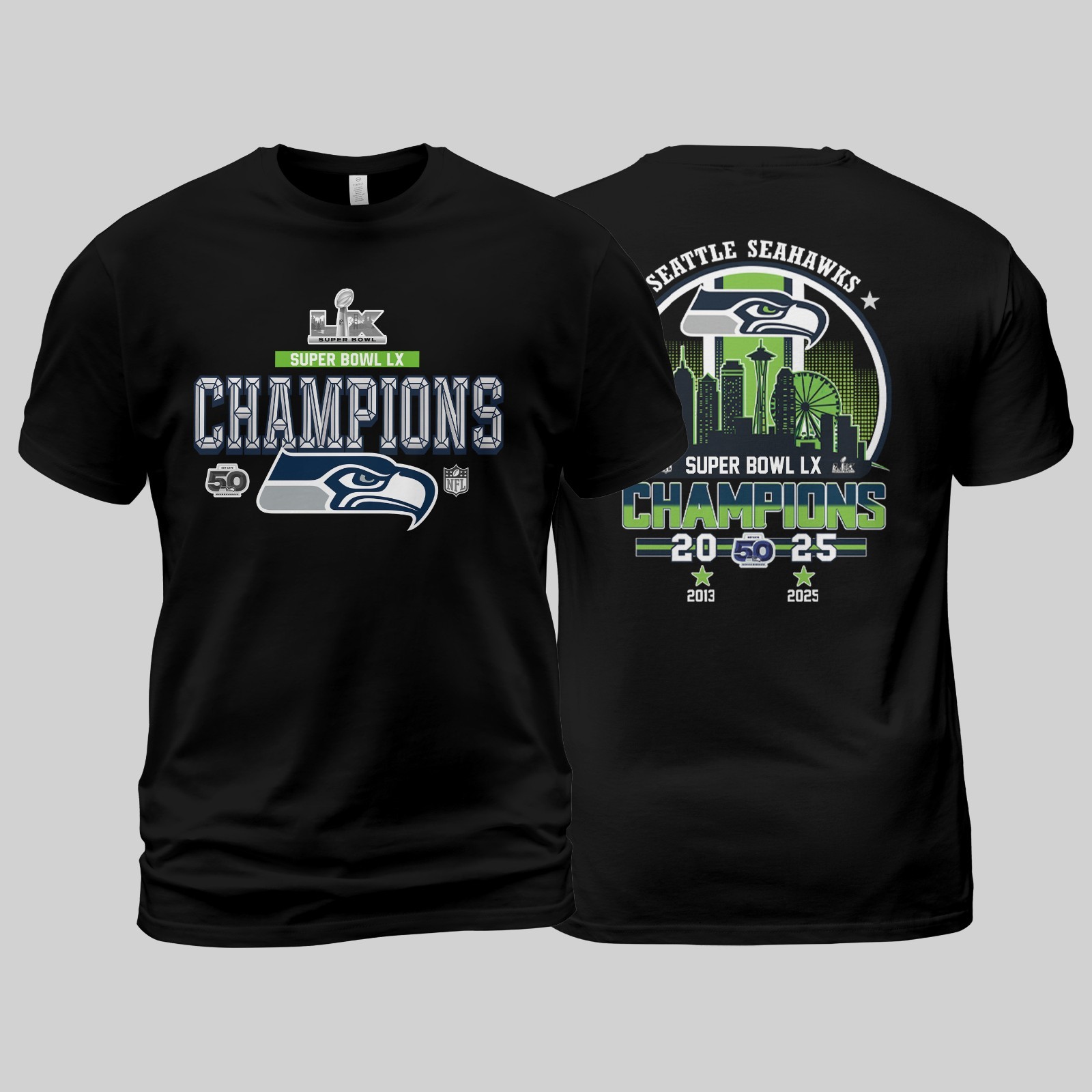 🔥HOT! Seattle Seahawks 2026 Super Bowl LX Champions 2Sided TShirt - S to 5XL