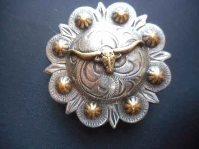 Lot of four 2 inch longhorn conchos berry borders