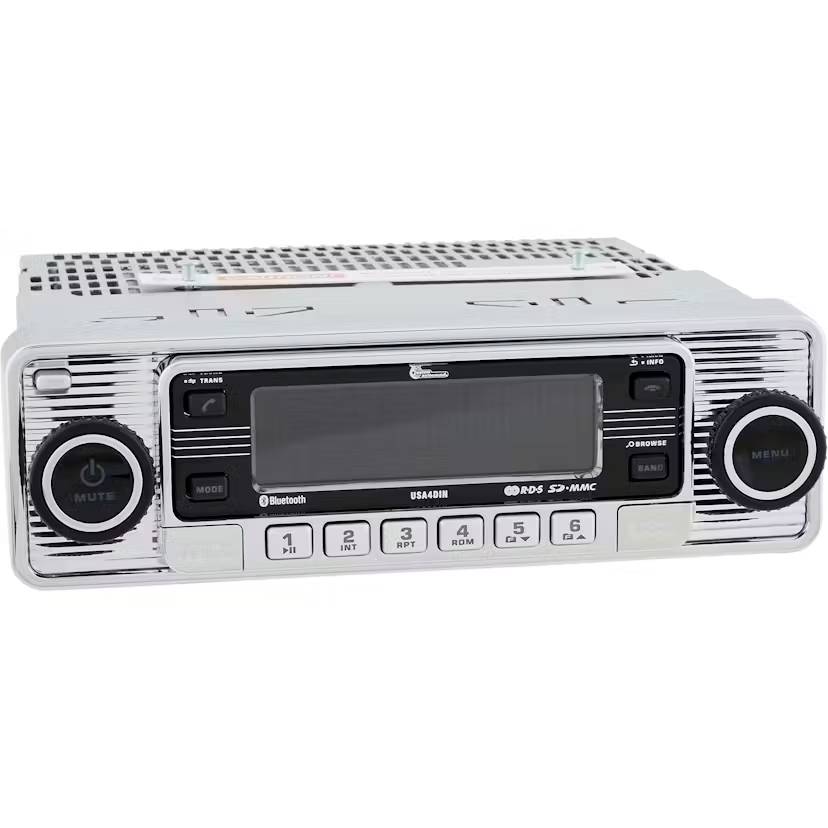 El Camino USA-4 DIN Radio AM/FM CD player MP3 Bluetooth Chrome Face Vintage