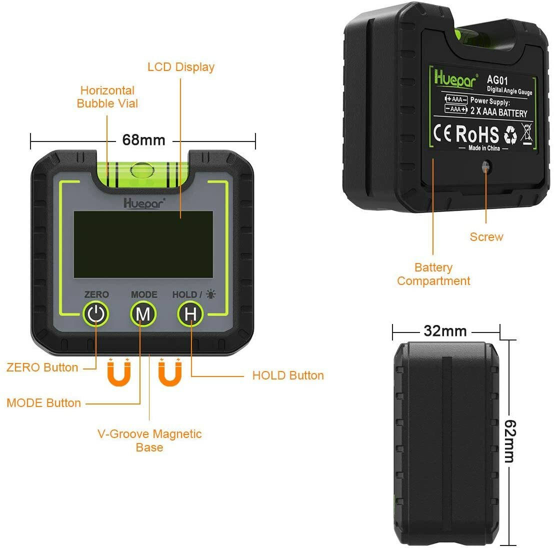 Magnetic Digital Level Box Angle Finder Protractor Inclinometer Bevel Gauge