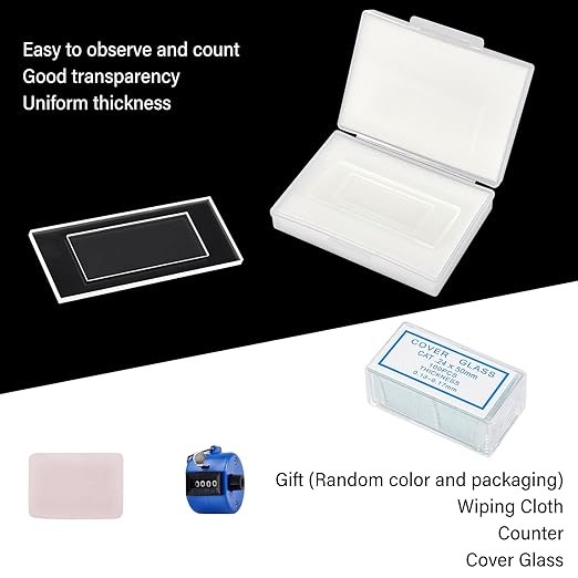  Glass Plankton Counting Cell w/ Case 1000 Grids Sedgewick Rafter Cover Glass