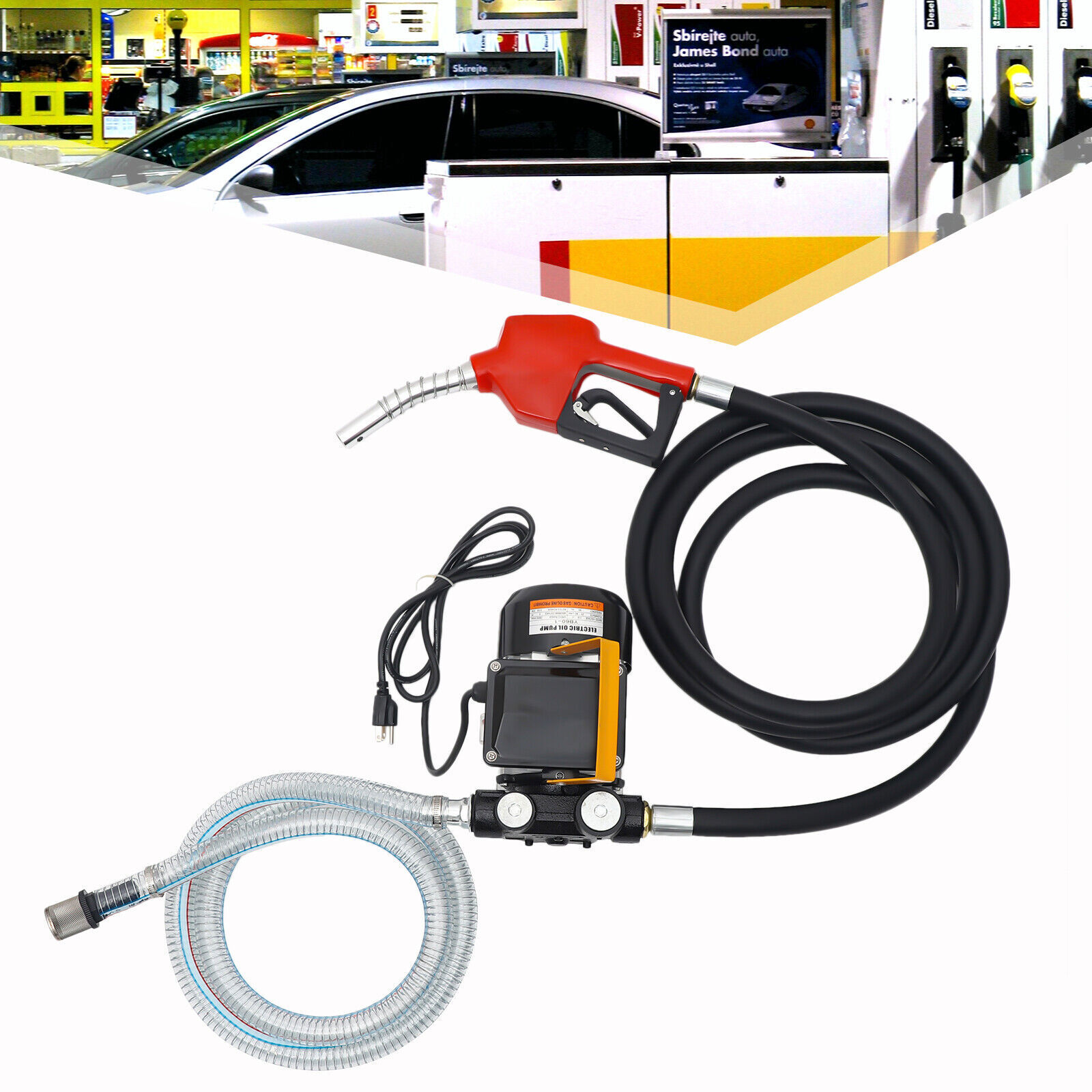 Electric Fuel Transfer Pump 60L/Min w/ Nozzle for Oil Fuel Diesel 550W