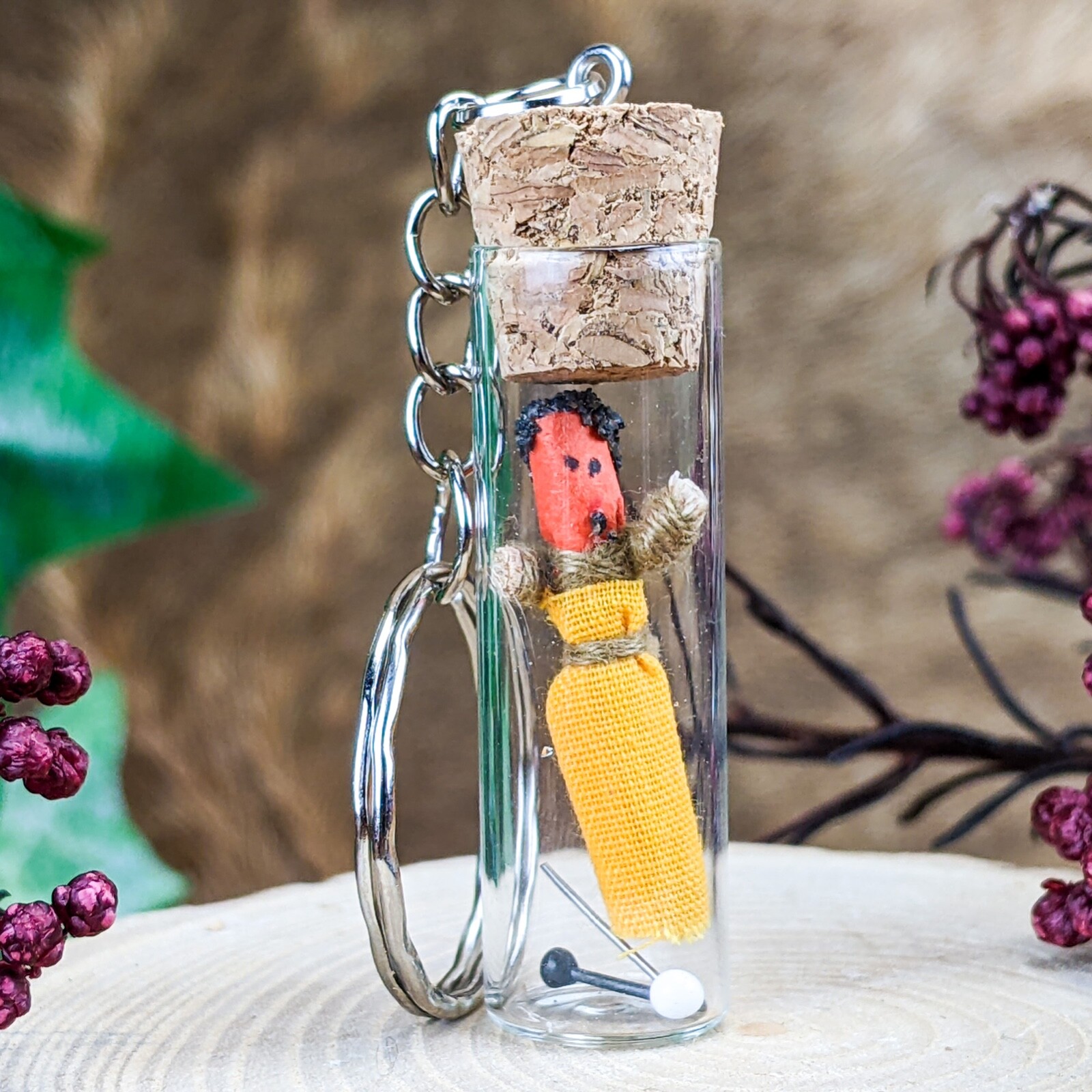 Portable Emergency Voodoo Doll Kit gift Bizarre macabre Key Chain oddities