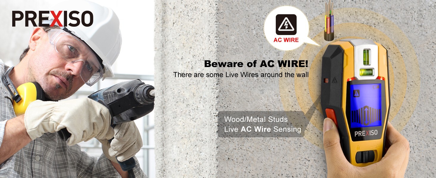 PREXISO 2-in-1 Stud Finder with Laser Level, Rechargeable Cross Line Laser