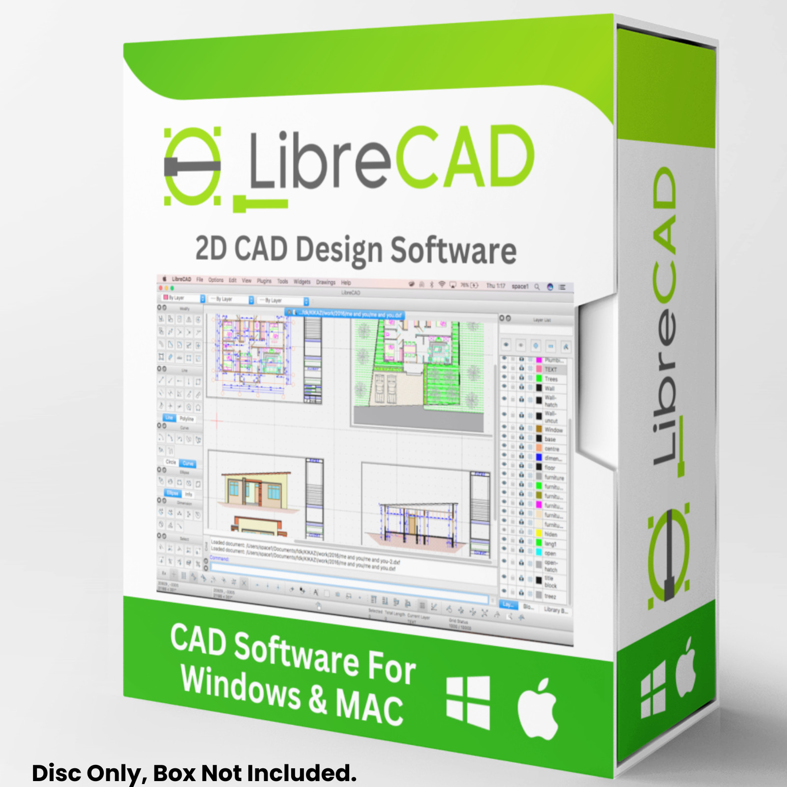 Libre Cad - 2D CAD Computer Aided Design Software for Windows & MAC on CD-ROM
