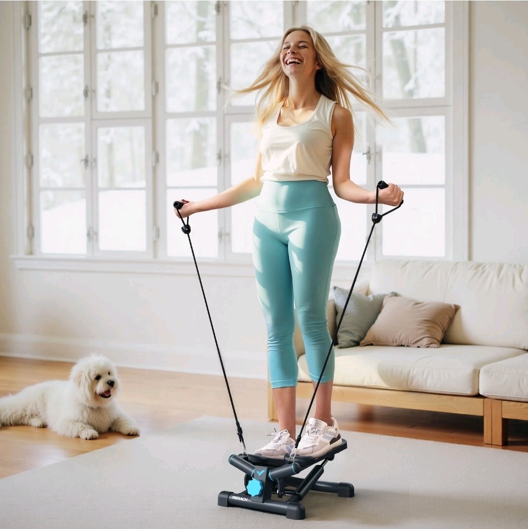New MERACH Mini Stepper Exercise Equipment with Resistance Bands for Full Body