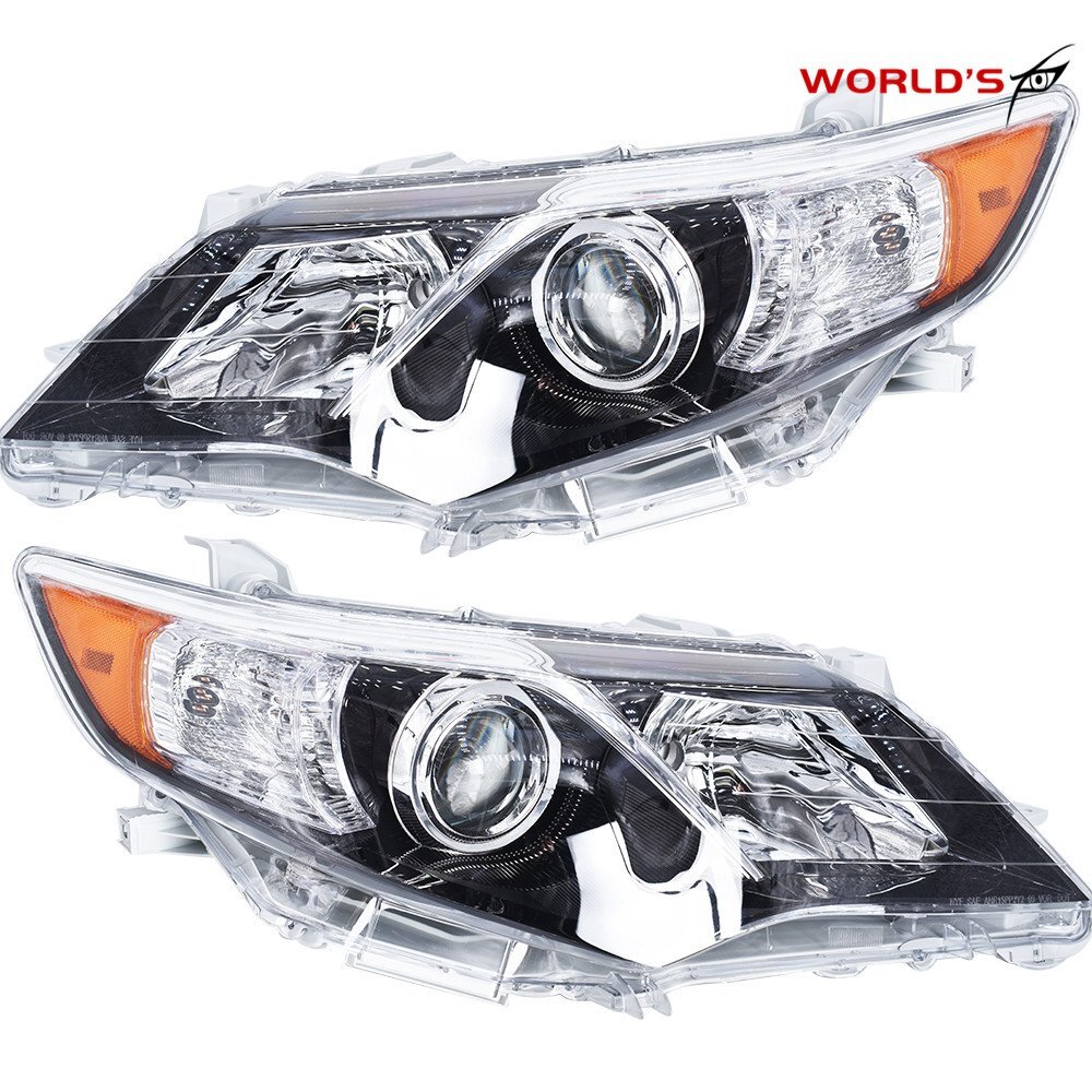 Black Housing Headlights For 2012-2014 Toyota Camry Clear Projector Left&Right