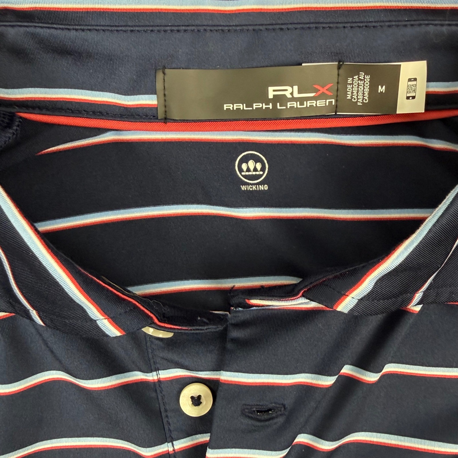 RLX Ralph Lauren Men's Golf Polo Shirt Navy Stripe Size M