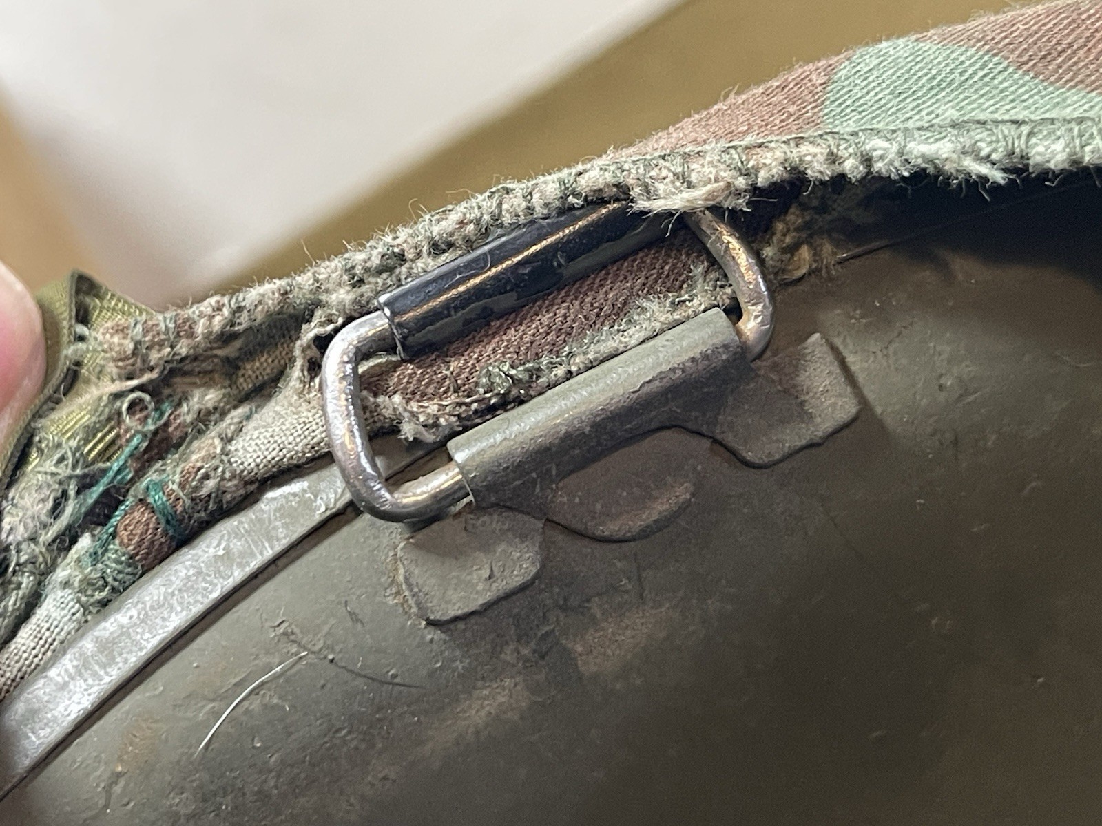 US Army M1 Helmet Shell With Cover And Chin Strap 1980s Vintage No Liner