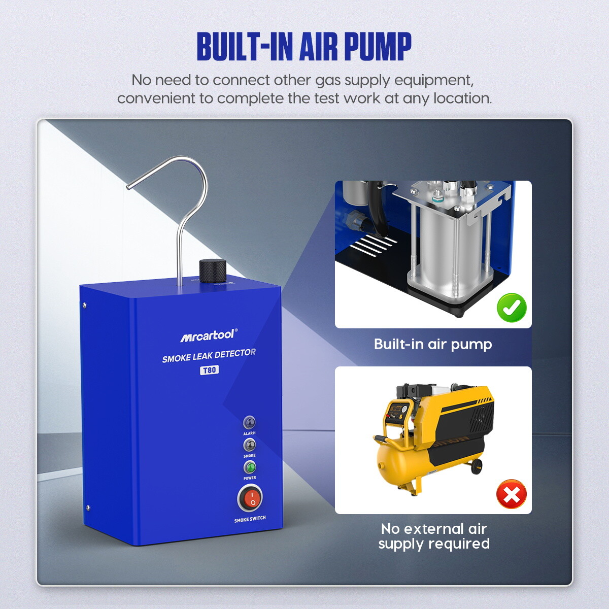 Car EVAP Smoke Machine Pipe System Vacuum Leak Detector Tester Built-in Air Pump