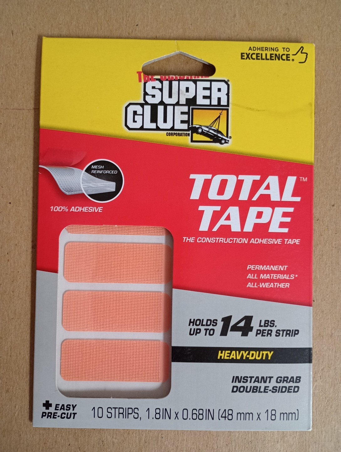 The Original 10 Super Glue 11710507  Double-Sided Mounting Tape 1.8x0.68in.