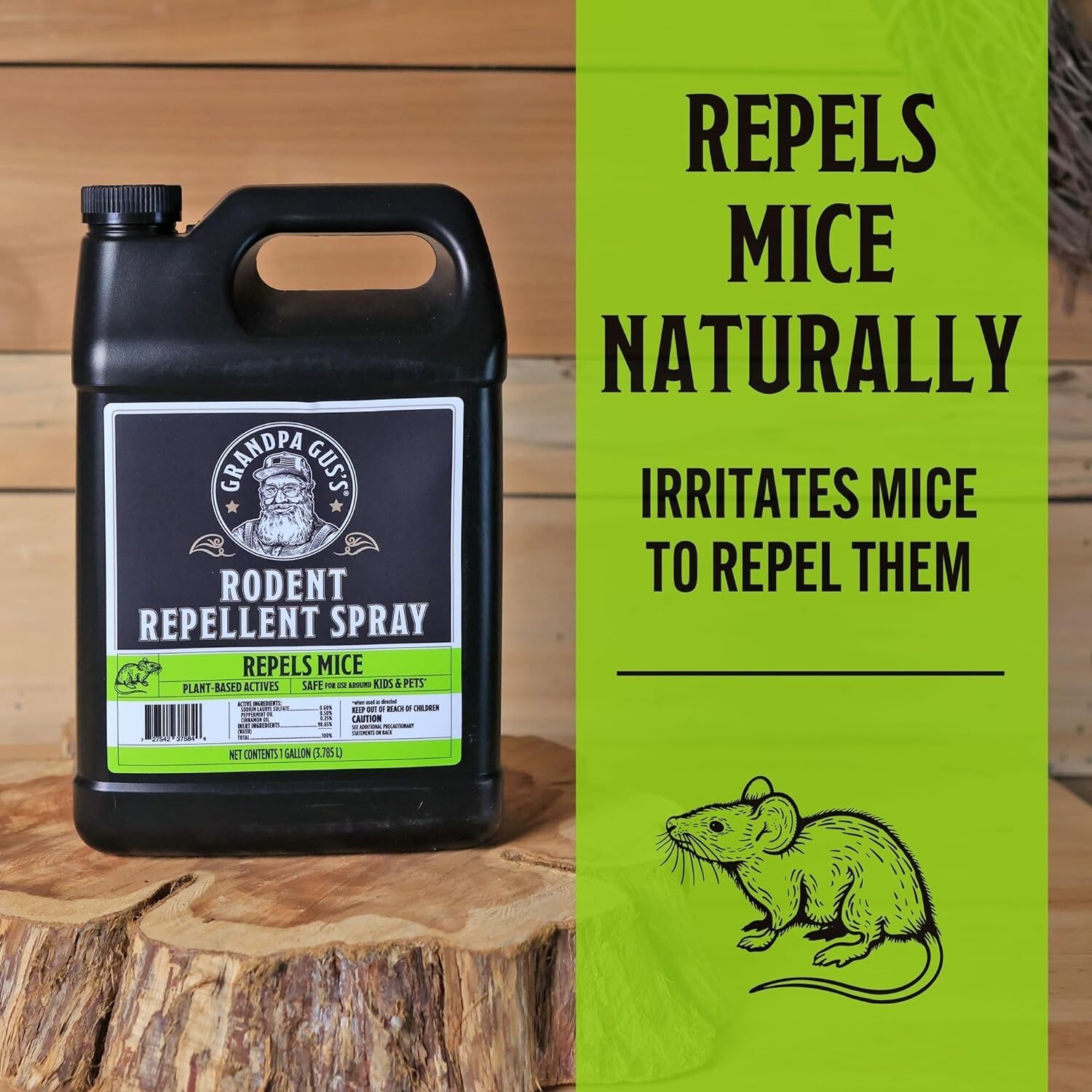 GRANDPA GUS'S Mouse Rodent Repellent, Peppermint & Cinnamon Oil Formula, 1 gal.