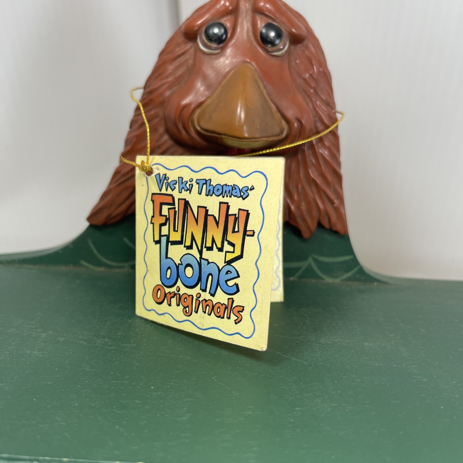 Hand Painted Hanging Shelf Vintage Green Rooster Chicken 1999 Country Folk Art