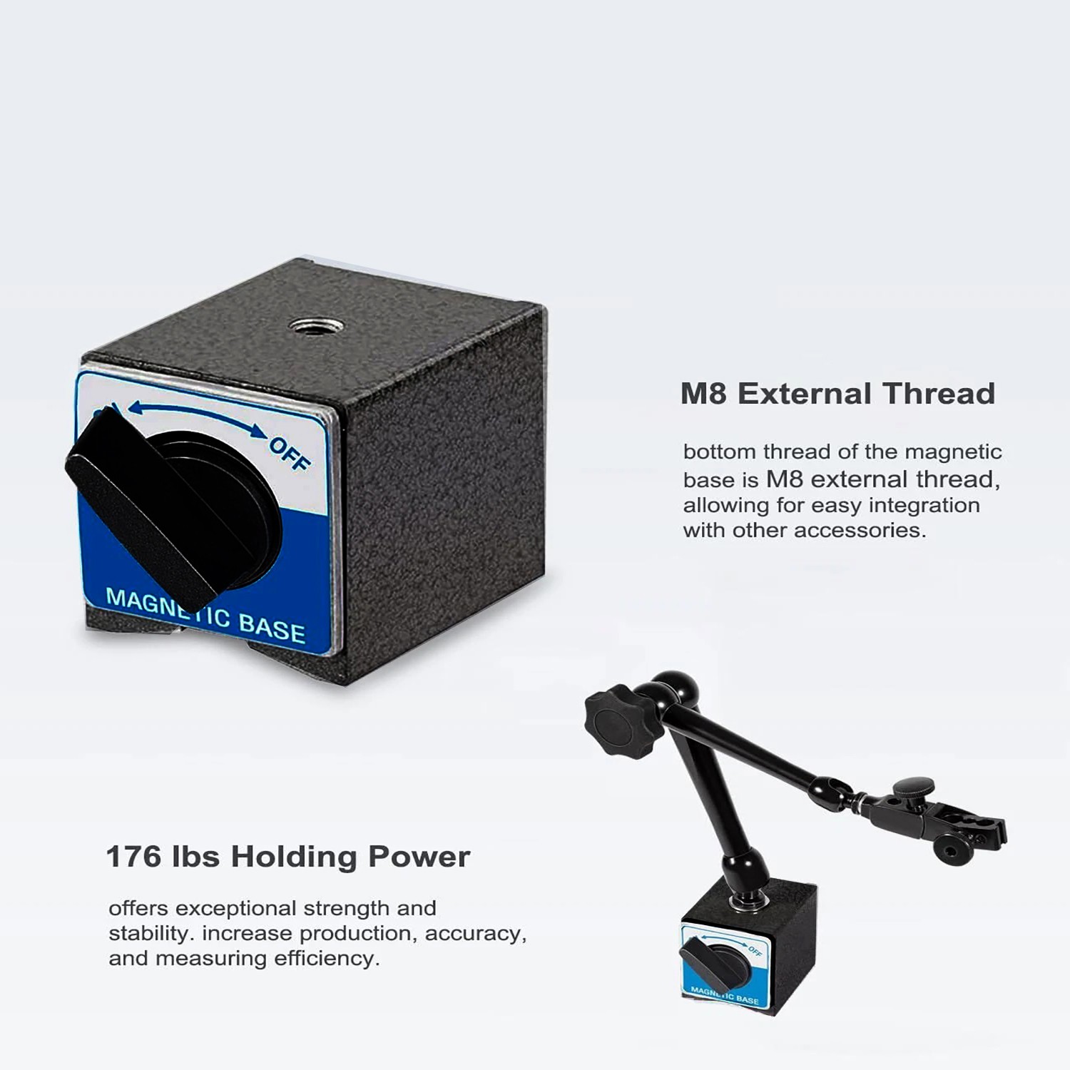 H-295 Magnetic Base 176lb for Noga Dial Gage Test Indicator Holder DG61003
