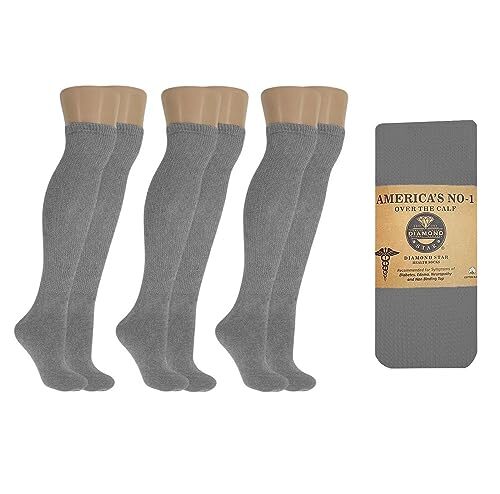 6-12Pairs Men Diabetic Knee High circulatory Health Cotton Socks Over the Calf